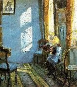 Anna Ancher solskin i den bla stue, helga ancher hakler ibedstemoderens stue china oil painting artist